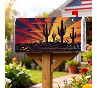 Coperture magnetiche per cassette postali con cactus, decorazione per cassetta delle lettere da giardino e cortile, motivo floreale con tramonto vibrante nel deserto, 45,7 x 53,7 cm