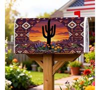 Coperture magnetiche per cassette postali con cactus, montagne bohémien del deserto, fiori, estive, viola, per esterni, giardino, cortile, decorazione, 53 x 64 cm