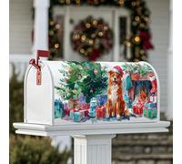 Coperture magnetiche per cassette postali con cane, regalo natalizio per albero di Natale, copertura verde per cassetta della posta, decorazione per esterni, 45,7 x 53,3 cm