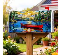 Coperture magnetiche per cassette postali con canoa, copertura per cassetta delle lettere blu con sole e lago, decorazione per porta d'ingresso, 45,7 x 53,7 cm