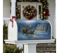 Coperture magnetiche per cassette postali con carrozza trainata da cavalli, copertura per cassetta postale stagionale invernale rustica invernale per la decorazione della porta d'ingresso, 53 x 64 cm