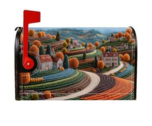 Coperture magnetiche per cassette postali con case, alberi panoramici rurali che rotolano le colline autunnali, involucri per cassette postali per giardino, patio, 53 x 64 cm