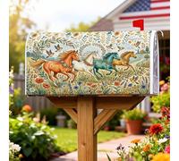 Coperture magnetiche per cassette postali con cavalli, fiori rustici fantasiosi uccelli primaverili arancioni decorazioni per cassetta delle lettere per la decorazione del portico anteriore 53 x 64 cm