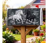 Coperture magnetiche per cassette postali con cavalli, moderne astratte stelle turbinii nere per decorazione portico anteriore 53 x 65,5 cm