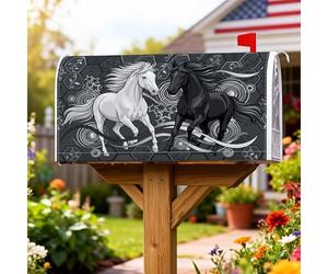 Coperture magnetiche per cassette postali con cavalli, moderne astratte stelle turbinii nere per decorazione portico anteriore 53 x 65,5 cm