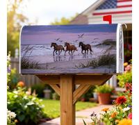 Coperture magnetiche per cassette postali con cavalli, onde costiere naturali da spiaggia, estive, blu, per decorazione portico anteriore, 45,7 x 53,7 cm