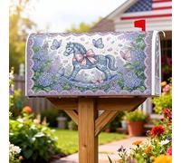 Coperture magnetiche per cassette postali con cavallo a dondolo, farfalle fantasiose primaverili, decorazioni primaverili color pesca pastello per cassetta delle lettere per giardino, cortile, 45,7 x