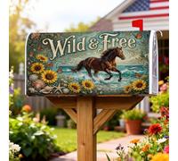 Coperture magnetiche per cassette postali con cavallo, rustiche vintage girasole farfalla estate turchese stagionale copertura per la decorazione della porta d'ingresso, 45,7 x 53,7 cm