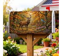 Coperture magnetiche per cassette postali con cervi, autunnali e natura, ghiandaia blu, foglie autunnali arancioni, per decorazioni esterne da cortile, 45,7 x 53,7 cm