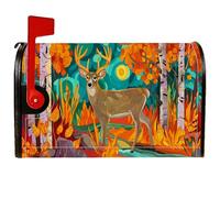 Coperture magnetiche per cassette postali con cervi, autunnali, natura, alberi, sole, autunno, arancione, copertura per cassetta della posta, decorazione per cortile, 53 x 64 cm