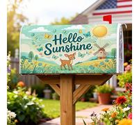 Coperture magnetiche per cassette postali con cervi, copertura decorativa per cassetta postale con sole, farfalla e primavera, colore verde, decorazione per cortile anteriore, 45,7 x 53,3 cm