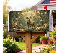 Coperture magnetiche per cassette postali con cervi, copertura per cassetta della posta verde, decorazione per portico anteriore, 45,7 x 53,7 cm