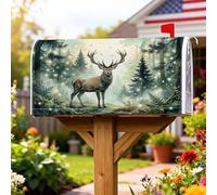 Coperture magnetiche per cassette postali con cervi, copertura per cassetta postale con alberi della foresta rustica della natura, per decorazione da giardino all'aperto, 53 x 64 cm