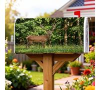 Coperture magnetiche per cassette postali con cervi, copertura per cassetta postale con natura, bosco rustico, erba, autunno, verde, decorazione per giardino, cortile, 53 x 65,5 cm