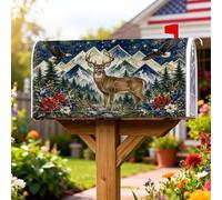 Coperture magnetiche per cassette postali con cervi, copertura per cassetta postale rustica ispirata alla natura, montagne, aquila, verde, per decorazione esterna da cortile, 53 x 64 cm