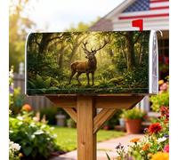 Coperture magnetiche per cassette postali con cervi, decorazione per cassetta postale con felci della foresta rustica della natura verde autunnale per la decorazione del cortile 45,7 x 53,7 cm