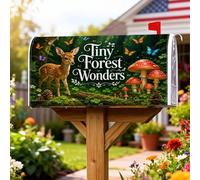Coperture magnetiche per cassette postali con cervi, natura fantasiosa funghi farfalle primavera verde copertura per le cassette postali per decorazioni per casa e giardino, 53 x 64 cm