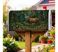 Coperture magnetiche per cassette postali con cervi, natura rustica felci funghi autunnali verdi decorazioni per cassette postali per decorazioni esterne 45,7 x 53,3 cm
