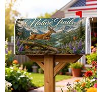 Coperture magnetiche per cassette postali con cervi, natura rustica, montagne, farfalle, nessuna verde, copertura per cassetta delle lettere per esterni, decorazione per prato, 45,7 x 53,3 cm