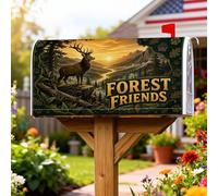 Coperture magnetiche per cassette postali con cervi, natura rustica, montagne, foresta, autunno, verde, coperture per cassette postali per esterni, giardino, cortile, decorazione 45,7 x 53,3 cm