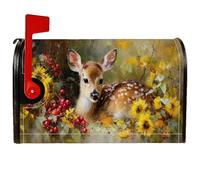 Coperture magnetiche per cassette postali con cervo, autunnali rustiche con bacche di girasole autunnali, copertura stagionale per cassette postali per la casa e il giardino, 45,7 x 53,7 cm