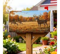 Coperture magnetiche per cassette postali con cervo, foglie naturali rustiche autunnali marrone per la decorazione della porta d'ingresso, 53 x 65 cm