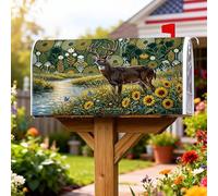 Coperture magnetiche per cassette postali con cervo, natura rustica girasole farfalla primavera verde pelle per decorazione cortile anteriore 45,7 x 53,3 cm