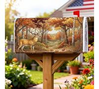 Coperture magnetiche per cassette postali con cervo, rustiche, alberi di fattoria, foglie, autunno, arancione, per decorazione della porta d'ingresso, 45,7 x 53,7 cm