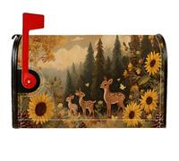 Coperture magnetiche per cassette postali con cervo, rustiche e naturali, girasole e farfalle, colore giallo dorato, per decorare il portico anteriore, 53 x 64 cm