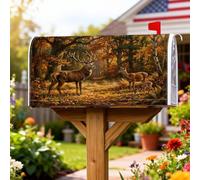 Coperture magnetiche per cassette postali con cervo, rustiche foreste naturali autunnali foglie autunnali marroni per le vacanze, per decorare il giardino e il cortile, 53 x 64 cm