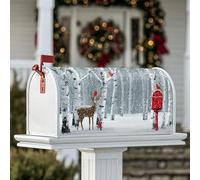 Coperture magnetiche per cassette postali con cervo, rustiche invernali, betulle cardinali, colore rosso, per le vacanze, per esterni, decorazione da giardino, 45,7 x 53,7 cm