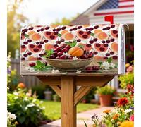 Coperture magnetiche per cassette postali con ciliegie, copertura estiva rustica per cassetta postale con foglie di menta e pesche estive rosse stagionali, per decorazione portico anteriore, 45,7 x