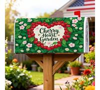 Coperture magnetiche per cassette postali con ciliegie, copertura per cassetta postale da giardino, fiori fantasiosi foglie primaverili, decorazione per porta d'ingresso, 45,7 x 53,7 cm