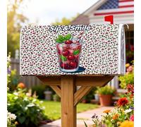 Coperture magnetiche per cassette postali con ciliegie, copertura per cassetta postale estiva divertente in paglia rossa per le vacanze, per esterni, giardino, cortile, decorazione, 53 x 64 cm