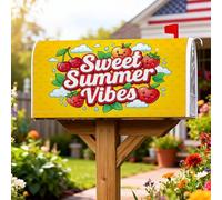 Coperture magnetiche per cassette postali con ciliegie, copertura per cassetta postale estiva giocosa frutta fragola gialla copertura per decorazione portico anteriore 53 x 64 cm