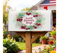 Coperture magnetiche per cassette postali con ciliegie, decorazione estiva rustica con margherite e foglie estive rosse per le vacanze, 53 x 64 cm