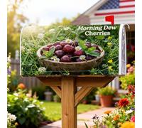 Coperture magnetiche per cassette postali con ciliegie, decorazioni estive rustiche con margherite e foglie di menta, per decorare il giardino e il cortile, 45,7 x 53,7 cm