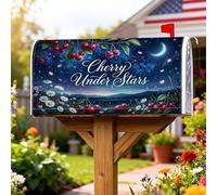 Coperture magnetiche per cassette postali con ciliegie, decorazioni per cassetta delle lettere blu con margherite notturne e luna, decorazione per porta d'ingresso, 53 x 64 cm