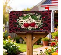 Coperture magnetiche per cassette postali con ciliegie, fiori rustici e foglie, per decorazione del prato, 53 x 64 cm