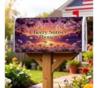 Coperture magnetiche per cassette postali con ciliegie, protezione per cassetta postale estiva rustica con margherite al tramonto estivo viola, per decorazioni per casa e giardino, 45 x 53 cm