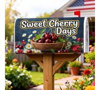 Coperture magnetiche per cassette postali con ciliegie, protezione per cassetta postale estiva rustica estiva con margherite rosse, per decorazione da giardino e patio, 45,7 x 53,7 cm