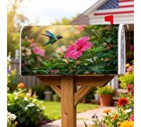 Coperture magnetiche per cassette postali con colibrì, con fiori di ibisco vibranti e primaverili, per decorare la casa e il giardino, 53 x 64 cm