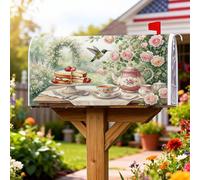 Coperture magnetiche per cassette postali con colibrì, copertura decorativa per cassetta delle lettere con rose rustiche vintage verde primaverile, decorazione per esterni e giardino, 53 x 64 cm