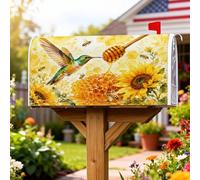 Coperture magnetiche per cassette postali con colibrì, copertura estiva rustica a nido d'ape per cassetta postale estiva gialla per esterni, giardino, cortile, decorazione 53 x 64 cm