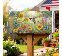 Coperture magnetiche per cassette postali con colibrì, copertura per cassetta postale con girasole vibrante e farfalla gialla primaverile, per decorazione portico anteriore, 45,7 x 53,7 cm