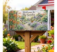 Coperture magnetiche per cassette postali con colibrì, copertura per cassetta postale da giardino rustica con farfalle e fiori primaverili, per decorazioni per la casa e il giardino, 45 x 53 cm