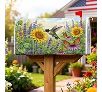 Coperture magnetiche per cassette postali con colibrì, copertura per cassetta postale primaverile con girasole vibrante e farfalla gialla per le vacanze, decorazione per cortile, 45,7 x 53,7 cm