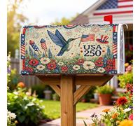 Coperture magnetiche per cassette postali con colibrì, copertura per cassetta postale stagionale con fiori e fuochi d'artificio festivi patriottici, per decorazione del prato, 53 x 64 cm