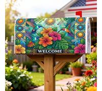 Coperture magnetiche per cassette postali con colibrì, copertura per cassetta postale tropicale vibrante ibisco sole estate verde decorazione da giardino 45,7 x 53,7 cm