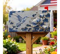 Coperture magnetiche per cassette postali con colibrì, copertura tradizionale elegante per cassetta della posta senza foglie di peonia blu, decorazione per portico anteriore, 53 x 64 cm